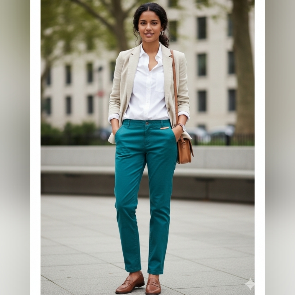 Dockers Women's Teal/Green Straight Leg‎ Pants Size 14 New
